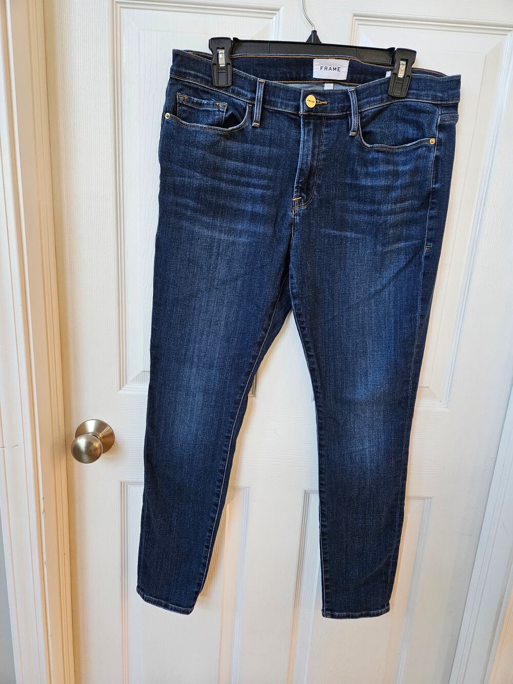 FRAME Le Skinny de Jeanne Jeans Womens 32 Dark Wash Skinny Stretch Denim Ankle - Picture 1 of 7